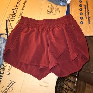 Maroon Lululemon athletic shorts